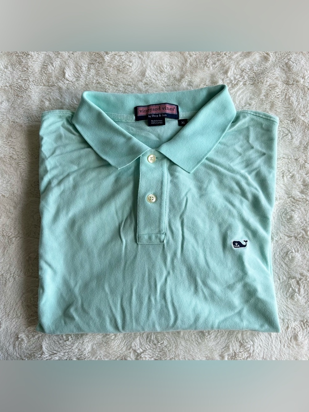 Vineyard Vines Polo Shirt Mens XL Teal Cotton Whale Solid Classic Office Preppy